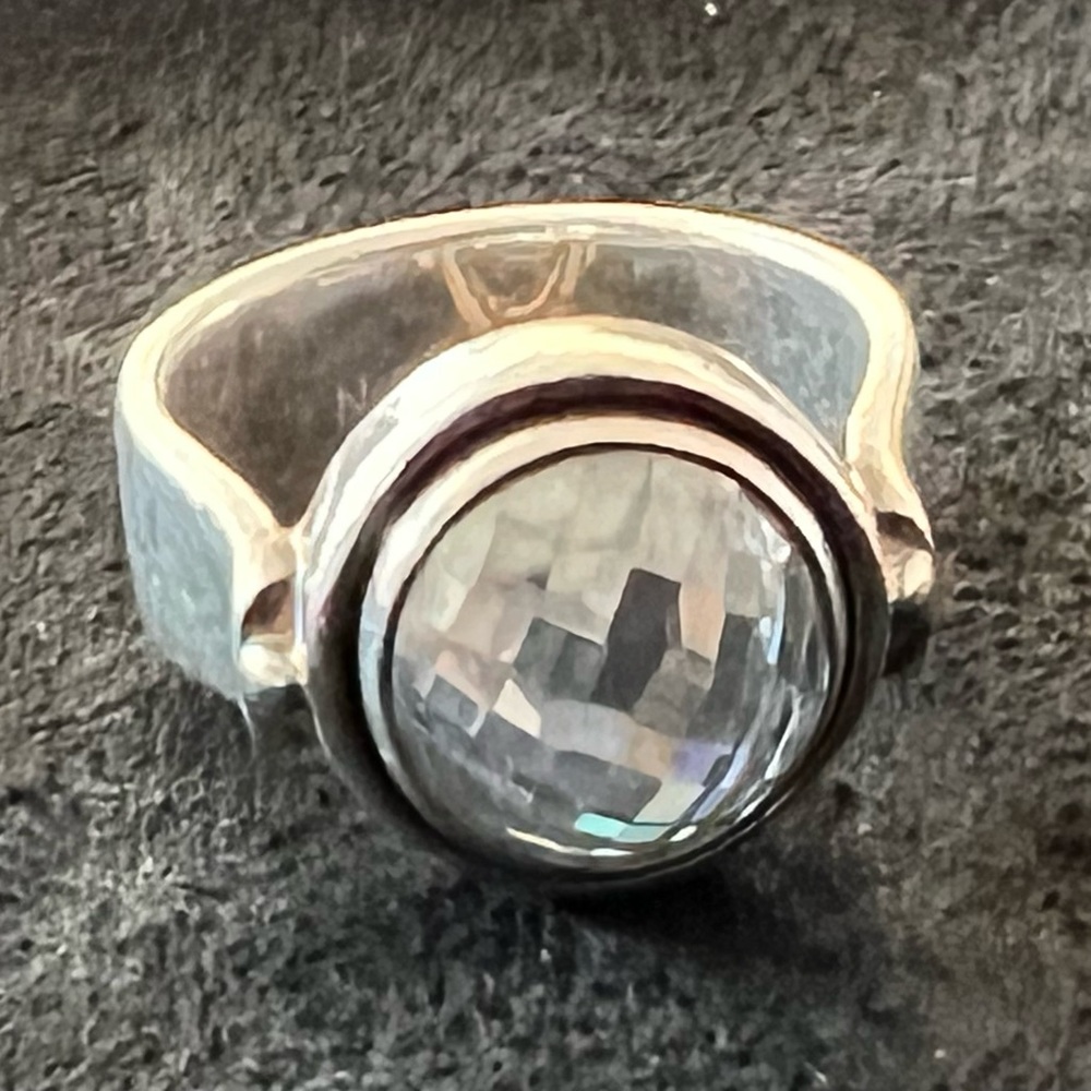 KAMELEON STERLING SILVER RING WITH CLEAR CRYSTAL POP